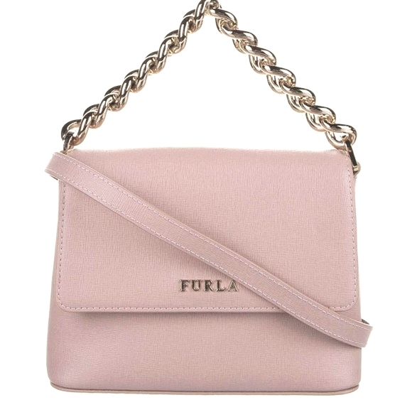 FURLA Saffiano Leather Chunky Chain Crossbody Bag